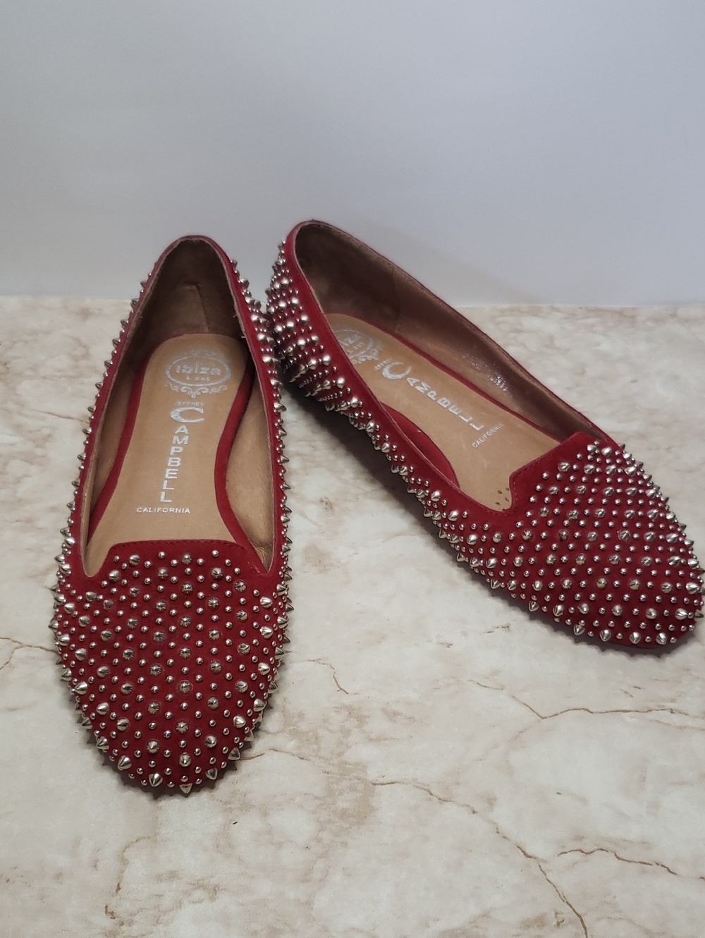 Jeffrey Campbell R ed Studded Pointed Toe Flats Size 7